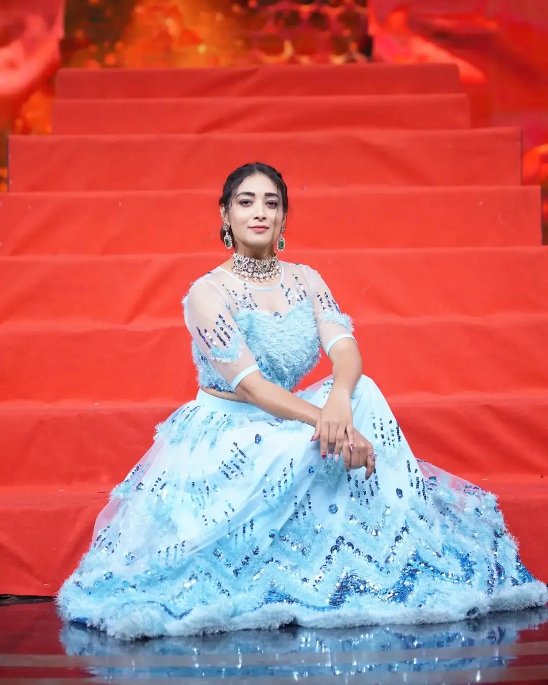 ETV Actress Bhanu Sri Stills in Beautiful Blue Lehenga Choli